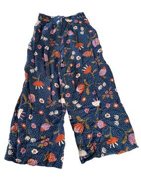 ModCloth x Princess Highway Size 6 ( Fit Sz 2) Navy Wide-leg Floral Trousers